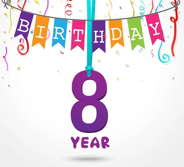Happy 8 birthday card — Stock Vector