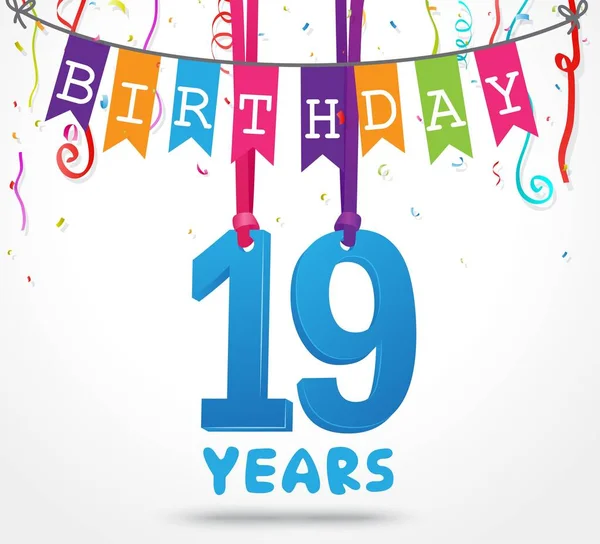 Happy 19 birthday card — Stock Vector