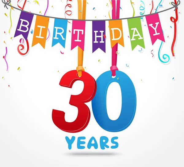 Gelukkig 30 verjaardagskaart — Stockvector