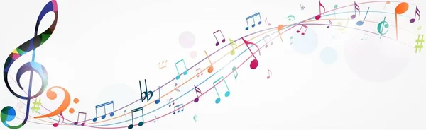 Notes de musique colorées avec clef aigüe — Image vectorielle