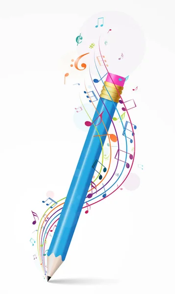 Renkli müzik notlar kalem ile — Stok Vektör