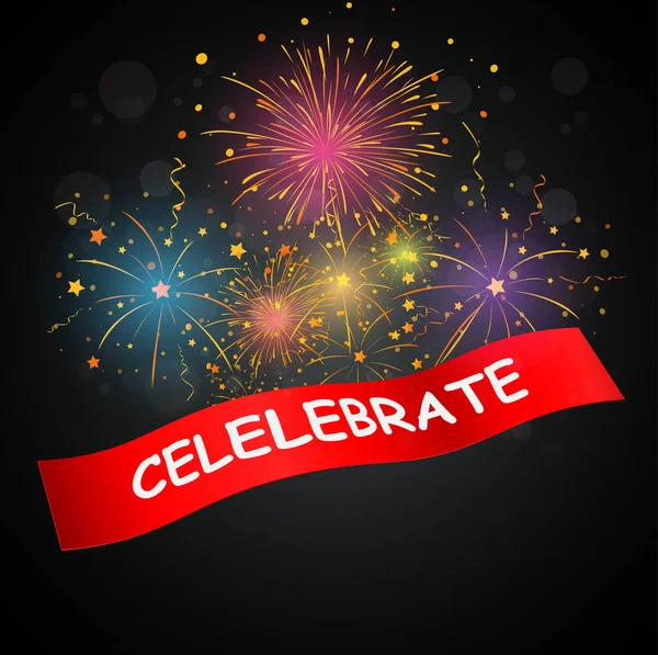 Célébrations colorées avec feux d'artifice — Image vectorielle