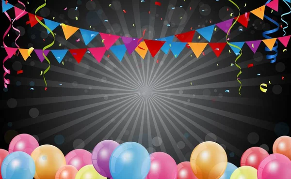 Fundo de aniversário com confete colorido — Vetor de Stock