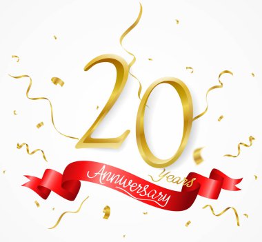 arka plan yıldönümü şerit ve konfeti