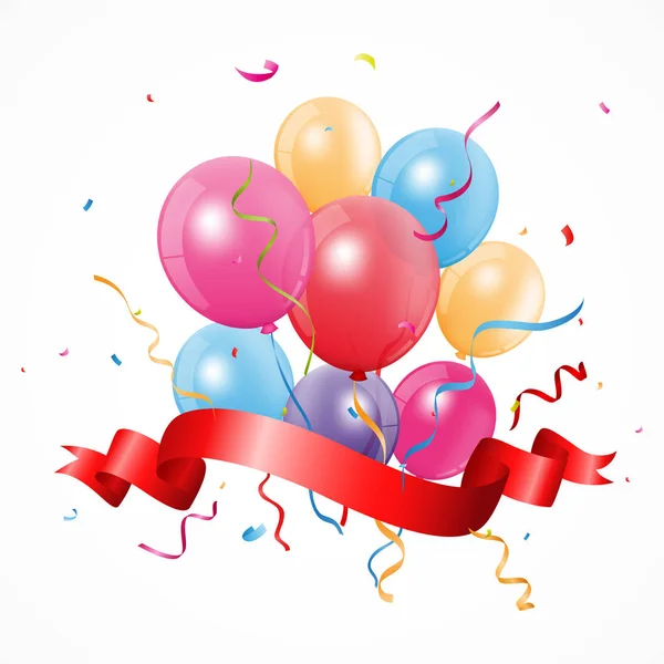 Happy Birthday achtergrond met lint en confetti — Stockvector