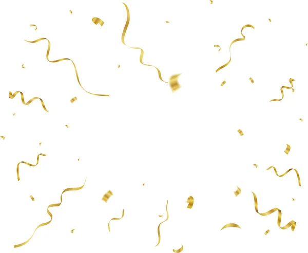 Gouden confetti en streamers — Stockvector