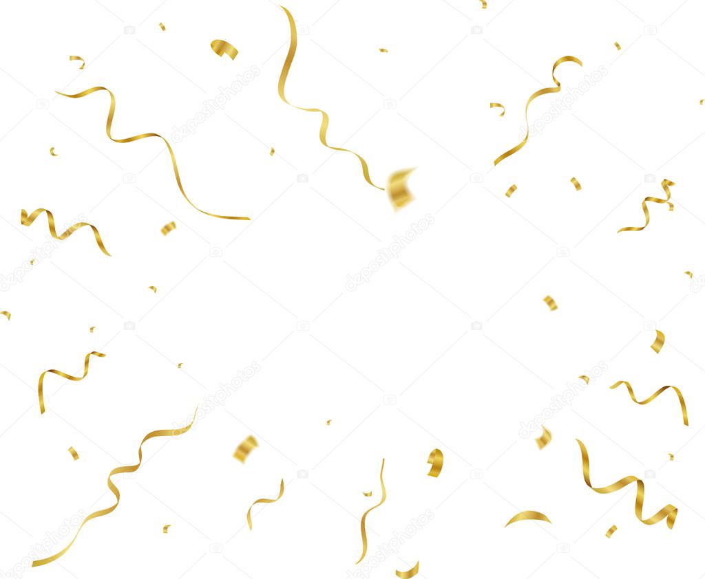 Gold confetti and streamers