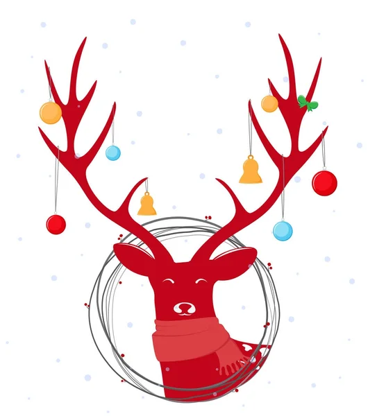 Vánoce jelen s věncem — Stockový vektor