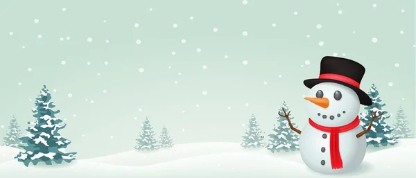 Natal doodle banner com boneco de neve — Vetor de Stock