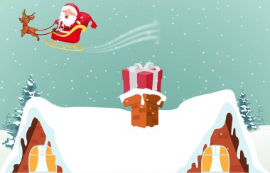 Neşeli Noel Baba'ya atlı kızak