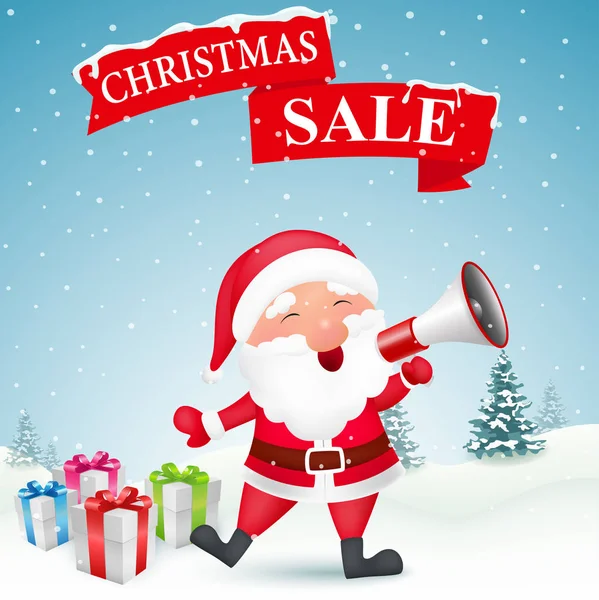 Vector Illustration Christmas Sale Background Santa Claus — Stock Vector