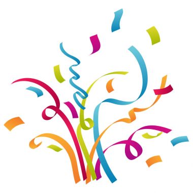 Renkli konfeti ve beyaz arka plan üzerinde izole şeritler.