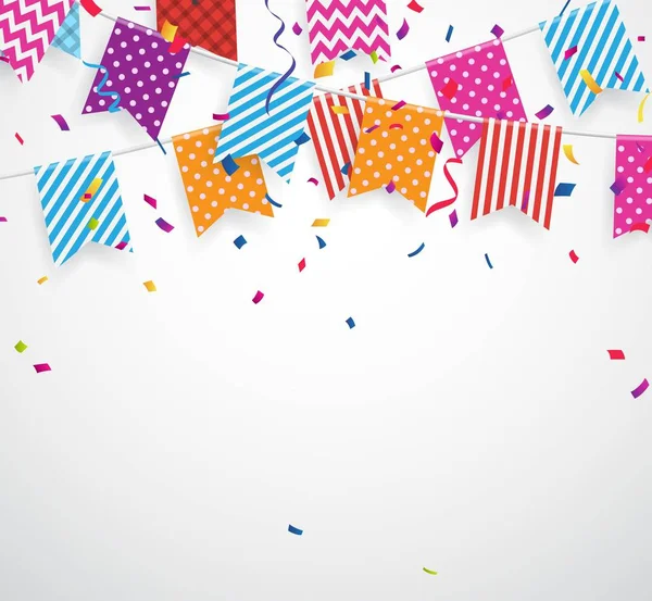 Vector Illustration De La Célébration D'anniversaire Avec Des Confettis  Colorés Clip Art Libres De Droits, Svg, Vecteurs Et Illustration. Image  27449369
