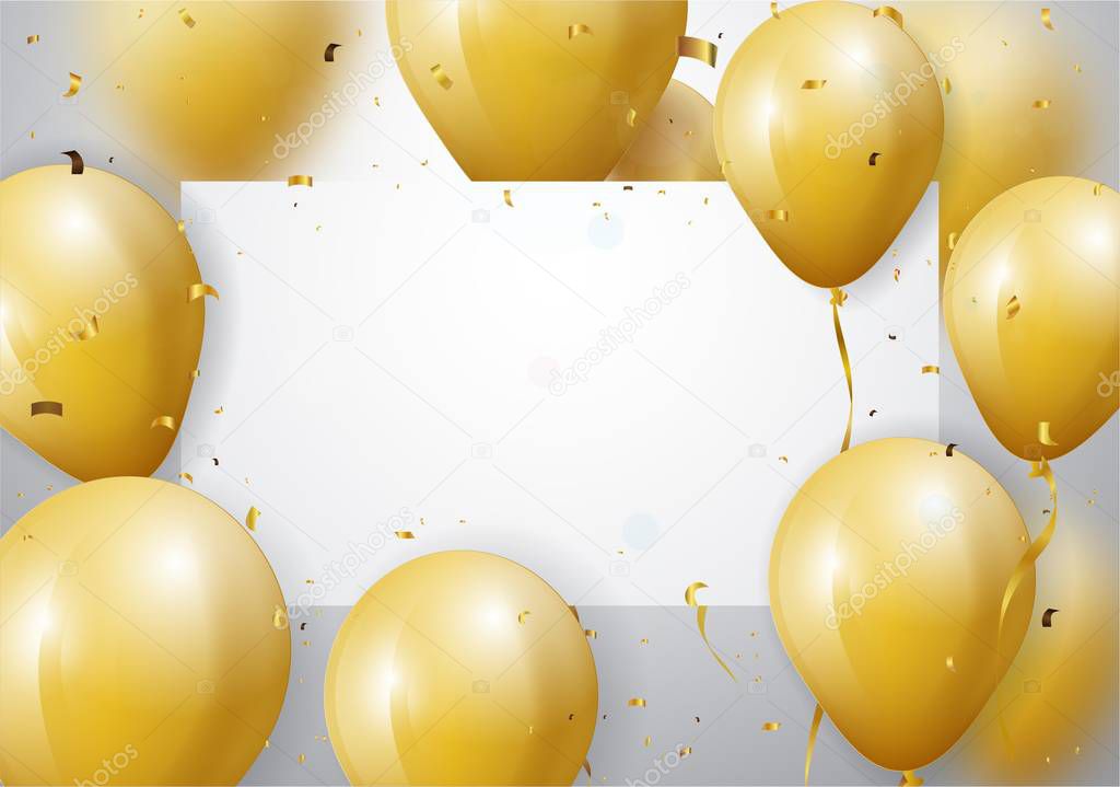 golden balloons over light background