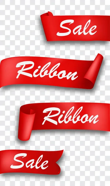 Red Ribbon Banner Isolated Transparent Background — Stock Vector