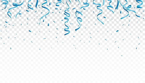 Confettis Bleu Isolé Sur Fond Transparent — Image vectorielle