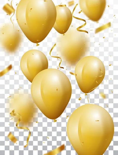 Feierstimmung Mit Goldkonfetti Und Luftballons — Stockvektor