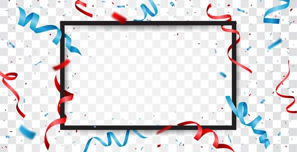 Illustration Vectorielle Colorée Fond Carte Anniversaire Cadre Confettis Colorés Sur — Image vectorielle