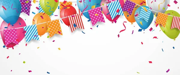 Carte De Joyeux Anniversaire Avec Des Ballons Et Des Fanions De Drapeau