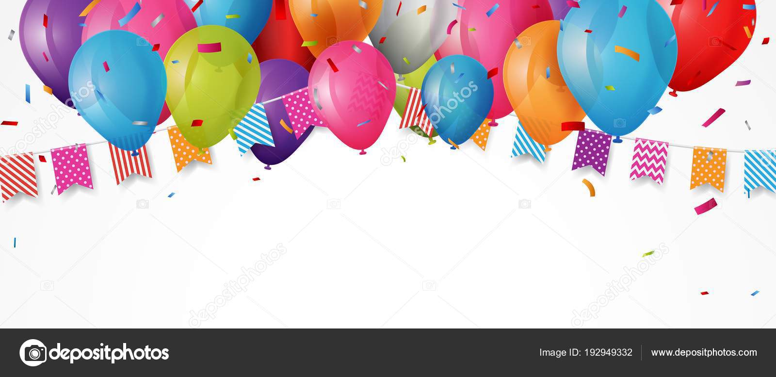 Image vectorielle Illustration Vectorielle Colorée Fond Carte  D'anniversaire Bordure Faite Drapeaux Colorés par ©bejotrus - 192949332, image size:1600x777