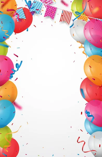 Doğum Günü Kartı Arka Plan Renkli Vektör Illustration Kenarlıklar Renkli — Stok Vektör