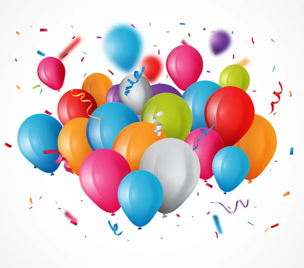 Барвиста Векторна Ілюстрація Фону Листівки День Народження Букет Повітряних Кульок — стоковий вектор