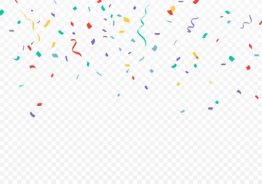 Renkli Konfeti 'nin Vektör İllüstrasyonu ve şeffaf arkaplanda izole edilmiş kurdele tasarımı