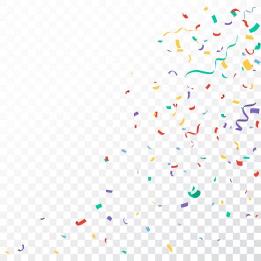 Renkli Konfeti 'nin Vektör İllüstrasyonu ve şeffaf arkaplanda izole edilmiş kurdele tasarımı