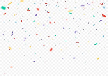 Renkli Konfeti 'nin Vektör İllüstrasyonu ve şeffaf arkaplanda izole edilmiş kurdele tasarımı