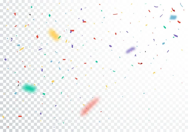 Illustrazione Vettoriale Confetti Colorati Festeggiamenti Nastro Design Isolato Sfondo Trasparente — Vettoriale Stock