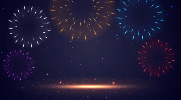 Buntes Feuerwerk Auf Dunklem Hintergrund Weihnachtskonzept Einfach Vektorillustration — Stockvektor