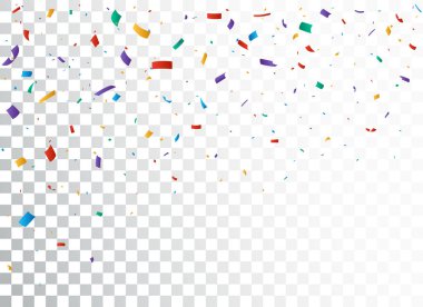 Saydam arkaplanda kopyalama alanı olan renkli konfeti