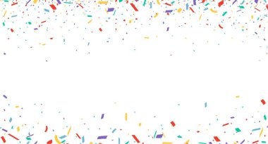 Multicolored confetti on white background clipart