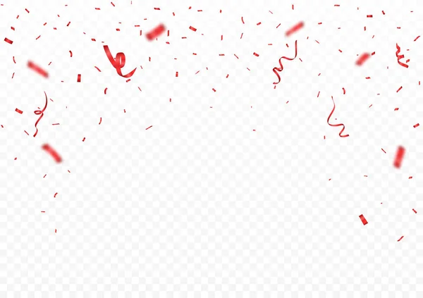 Bright Red Confetti Transparent Background — Stock Vector