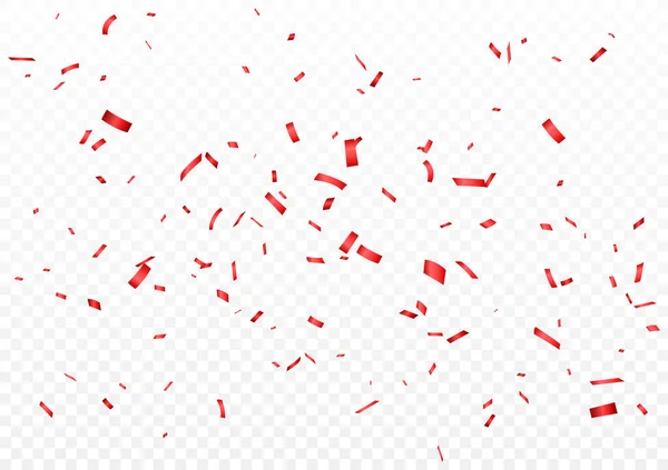 Heldere Rode Confetti Transparante Achtergrond — Stockvector