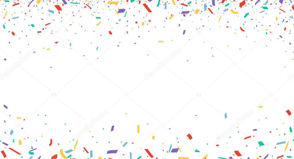 Multicolored confetti on white background