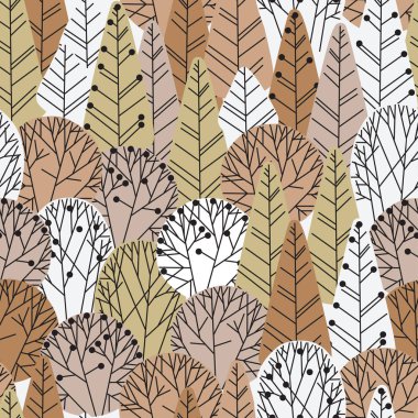 Kışın bej renkli orman deseni