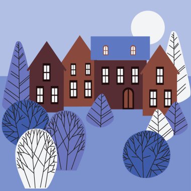 Gece manzaralı bir kartpostal