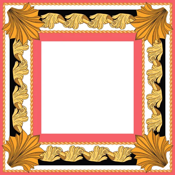 Art nouveau vintage frame met bladeren en koorden — Stockvector