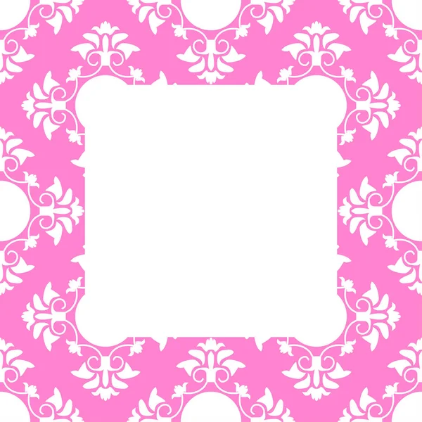 ピンクの背景に白い幾何学模様のフレーム — ストックベクタ