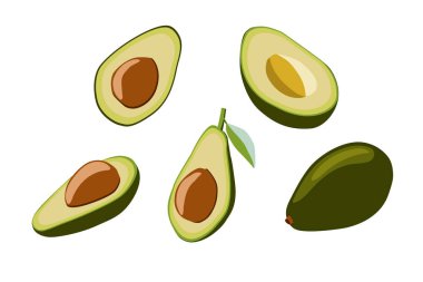 Kesim seti ve tüm avokado meyveleri.