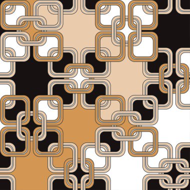 Bej, siyah ve kahverengi sırtında örülmüş kare çerçevelerin deseni