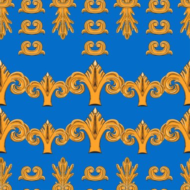 Mavi arka planda eski elementler ve altın oklar