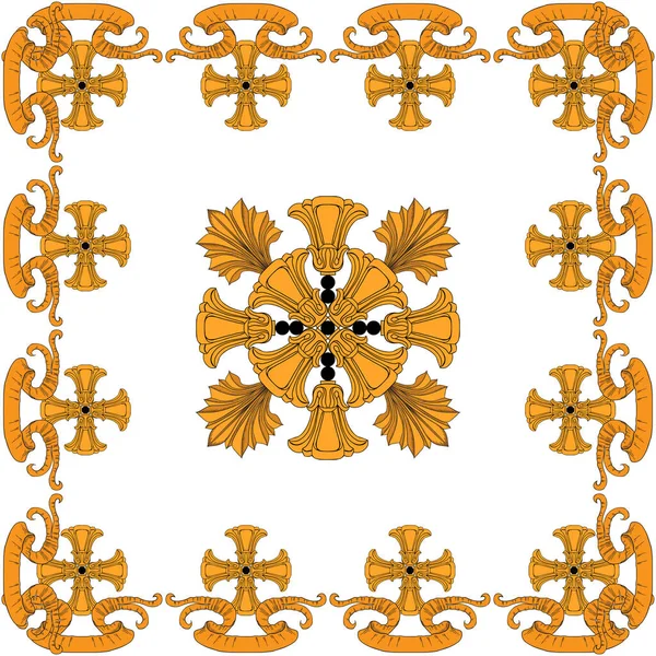 Foulard baroque avec différents détails dorés — Image vectorielle