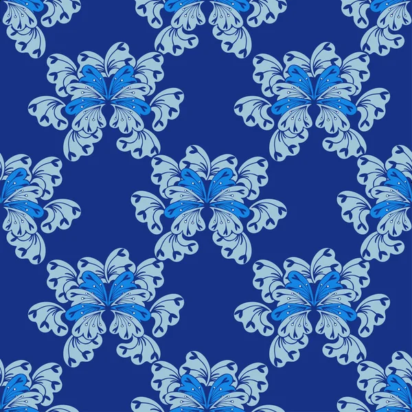 Modèle Fleurs Fantaisie Azur Bleu Motifs Végétaux Orientaux Éléments Séparés — Image vectorielle