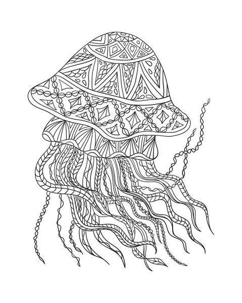 Изображение фантазии медузы. Раскраска для детей и взрослых. Красивый узор с узорами с мелкими деталями
.