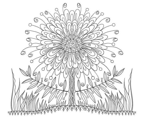 Fantastique Livre Coloriage Fleurs Pour Enfants Adultes Zen Méditation Relaxation — Image vectorielle