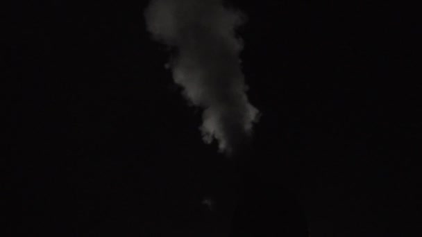 Guy Blows Smoke Night — Stock Video