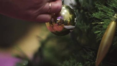 Noel ağacında çelenkler. Kış tatili Noel ağacına çelenk asın.