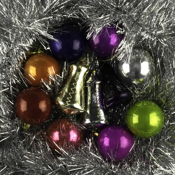 Background made of christmas balls and tinsel — Stock Photo, Image